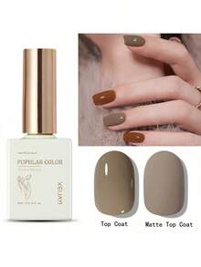 1pc Deep Gray Gel Nail Polish 15ML Soak Off Glitter Gel Polish For All Seasons - Home Salon Nail Art DIY - 深灰色 - 查看 6