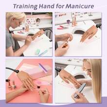 Veikmv Nail Silicone Practice Hand For Acrylic Nails Training Fake Hand Nail Art Practice Tools Hand Tattooed Nail Jewelry Showcase Supplies Manicure Beginners Suits - 杏色 - 查看 6