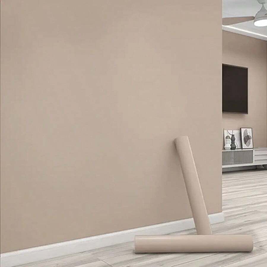 1 Roll Matte Self-Adhesive Paper, Vinyl Self-Adhesive Paper, Suitable For Cabinet, Dining Table, Desk, Furniture Decoration, Children's Room Decoration, Home Decor/Room Decor - Yellow - View 1