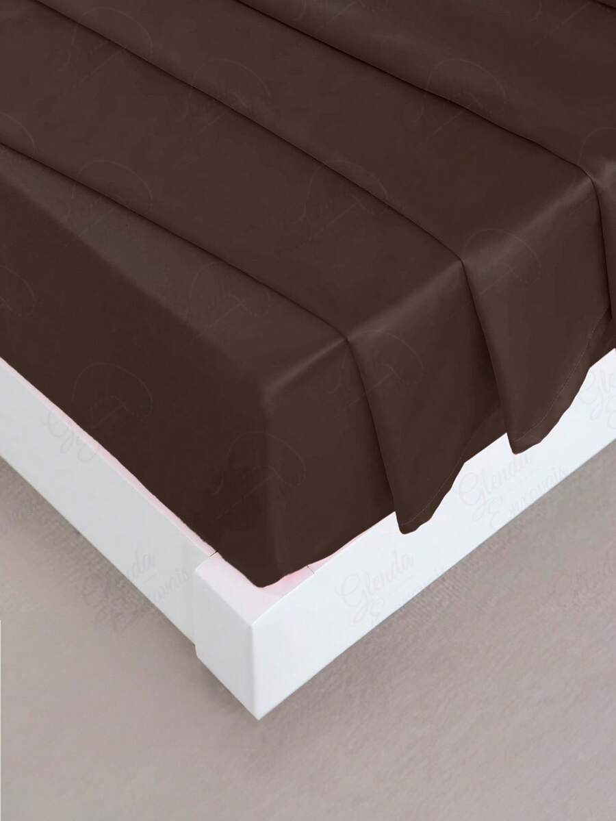 Lençol Bainha Casal + 1 Par de Fronhas 400 Fios Percal Flex - 3 PCS - Marrom - Visão 1