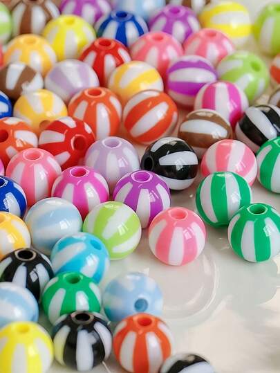 30 piezas de cuentas de 12 mm con rayas de dos colores, cuentas de sandía para hacer pulseras, joyería, cadenas de teléfonos móviles y decoración DIY