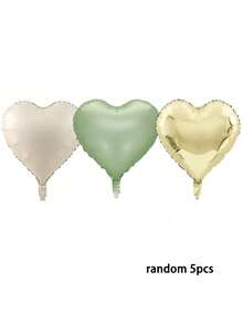 10/20个随机绿色和金色心形铝箔气球，18英寸绿色和奶油色心形氦气球，适合丛林/森林主题生日、婚礼、派对装饰 - 彩色 - 查看 10