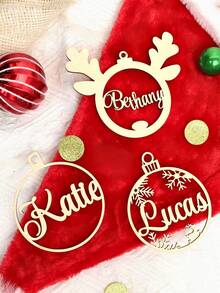 1/3/5pcs Personalized Name Wood & Acrylic Ornament – Custom Laser Cut Hanging Decor, Personalized Keepsake For Valentine's Day Gift, Eid Al-Fitr Celebration, Easter Gifts & Spring Home Decoration, Unique Anniversary & Birthday Gift, Custom Name Ornament For Family, Couples & Kids - Multicolor - View 4