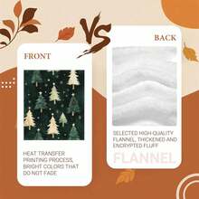 1pc Green Christmas Tree Pattern Fleece Blanket, Single-Sided Printed Flannel Blanket, Suitable For Holidays, Birthdays, Sofa And Home Decor