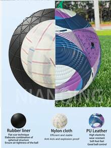 League New No.5 Soccer Balls, High-Quality PU Leather, Seamless Hot Bonding Technology, High Elasticity, Wear Resistance, Easy To Kick, Anti Slip, Explosion-Proof, Adult And Youth Professional Competition Training Football, Free Ball Needle Ball Net - Purple - View 5