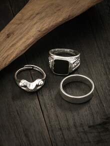 3 Stücke/Set einzigartiger Frosch Quadrat Harz Ring Set, Vintage Hochwertige Ringe