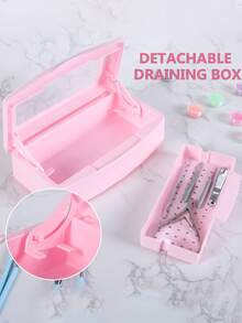 1 pezzo Vassoio di disinfezione per salone di unghie in plastica ABS, Vassoio di disinfezione (Rosa)