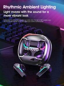 Lenovo True Wireless Earbuds,Optimized For Gaming,Low Latency, RGB Light,Ultra-Long Battery Life, Hi-Fi Sound Quality,, 2025 New Model TG101 - Black - View 2