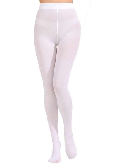 1/2 Pair Women 80D Soft Solid Color Semi-Opaque High Waist Leggings, White Minimalist Solid Color Tights, Suitable For Daily Wear