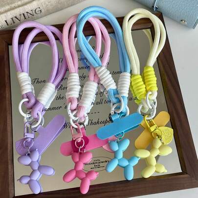 Correa de muñeca para teléfono con globo de corazón y perro, correa de teléfono linda con cuerda, colgante de teléfono, adecuado para fundas de teléfono universales DIY desmontables, para hombres y mujeres, agarre manual creativo, correa de muñeca portátil antiperidida y anticaída