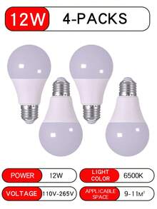 2/4/6/8个 E27 110-220V LED室内照明灯泡，高亮度低能耗，适用于客厅和家庭，7W 9W 12W 15W LED灯泡