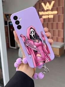 1 件紫色 TPU 性感骷髅图案防震全覆盖手机壳和 1 件紫色毛茸茸 Pom Pom 挂绳带兼容匹配的手机壳/趣味手机壳/Android 手机壳/手机壳/手机壳/OPPO 手机壳/A14 手机壳/A54 手机壳/A52 手机壳/A31 4G 手机壳/A23 手机壳/Redmi Note 8 Pro 手机壳/Redmi Note 11 Pro 4G 手机壳/Redmi Note 12 4G 手机壳/OPPO A54 手机壳 - 彩色 - 查看 3