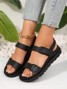 Women's Plus Size Luxury Comfortable Soft Durable Hiking Vacation Beach Sports Casual Sandals,Spring Summer Outfits - Black - View 2