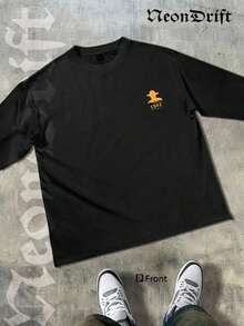 NeonDrift Double-Sided Printing Halloween, Christmas, Thanksgiving Gifts-Stylish Don Julio Graphic T-Shirt - Bold Gold Print For Casual Wear, Perfect For Music Festivals And Night Out Events,  Design For Men - 黑色 - 查看 2