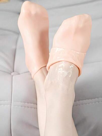 硅胶保湿缓解袜，1双高弹力吸收压力袜，可重复使用芦荟袜，过夜SPA袜，防滑凝胶高跟袜，适用于男女干性皮肤，脚部干燥粗糙的皮肤，家庭足部护理，与您最喜欢的乳液和面霜一起使用，袋子，组织器，存储