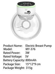 1 Stück elektrische Milchpumpe für Frauen, 3 Modi, Anti-Rückfluss-Design, Freihändig