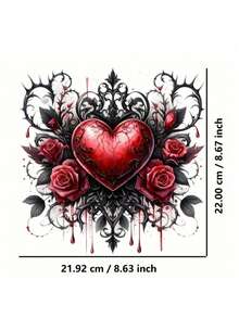 1pc/2pcs/3pcs Halloween Rose Flower & Heart DIY Heat Transfer Stickers, Suitable For T-Shirts, Pants, Pillows, High-Quality Washable And Durable Heat Press Decals, No Cutting Required Pre-Cut Design, High Adhesiveness No White Edges, Cartoon Halloween Themed Patterns