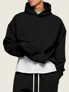 男士休闲运动卫衣 - 纯色，长袖，针织面料，H型版型，适合徒步旅行和户外活动，涤纶材质，圆领，秋冬季运动风