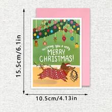 趣味圣诞贺卡、圣诞快乐贺卡、腊肠犬圣诞贺卡、爱狗人士圣诞贺卡、宠物圣诞贺卡、友谊贺卡、周年纪念贺卡、圣诞礼物贺卡、生日贺卡 - 彩色 - 查看 3
