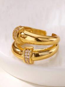 Zirconia Owl Shape Rings For Women Gold Color Geometric Owl Adjustable Finger Rings Wedding Couple Luxury Jewelry Gifts Valentine's Day Gift - Yellow Gold - View 3