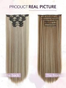 Clip In Hair Extensions 6PCS Straight 20" Hair Extensions For Women,Heat Resistant Synthetic Hairpiece For Women Daily - Multicolor - View 2
