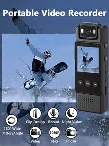 Mini Body Camera With Screen – Portable Wearable Video Recorder With Rotating Lens