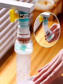 3个可调节旋转水龙头喷头 - 可伸缩防溅设计，带透明盖和彩色手柄（粉色、蓝色、白色） - 直径1.18英寸，高度4.72英寸 - 适用于家庭厨房，PP材质，房车厨房水龙头喷头 - 彩色 - 查看 6