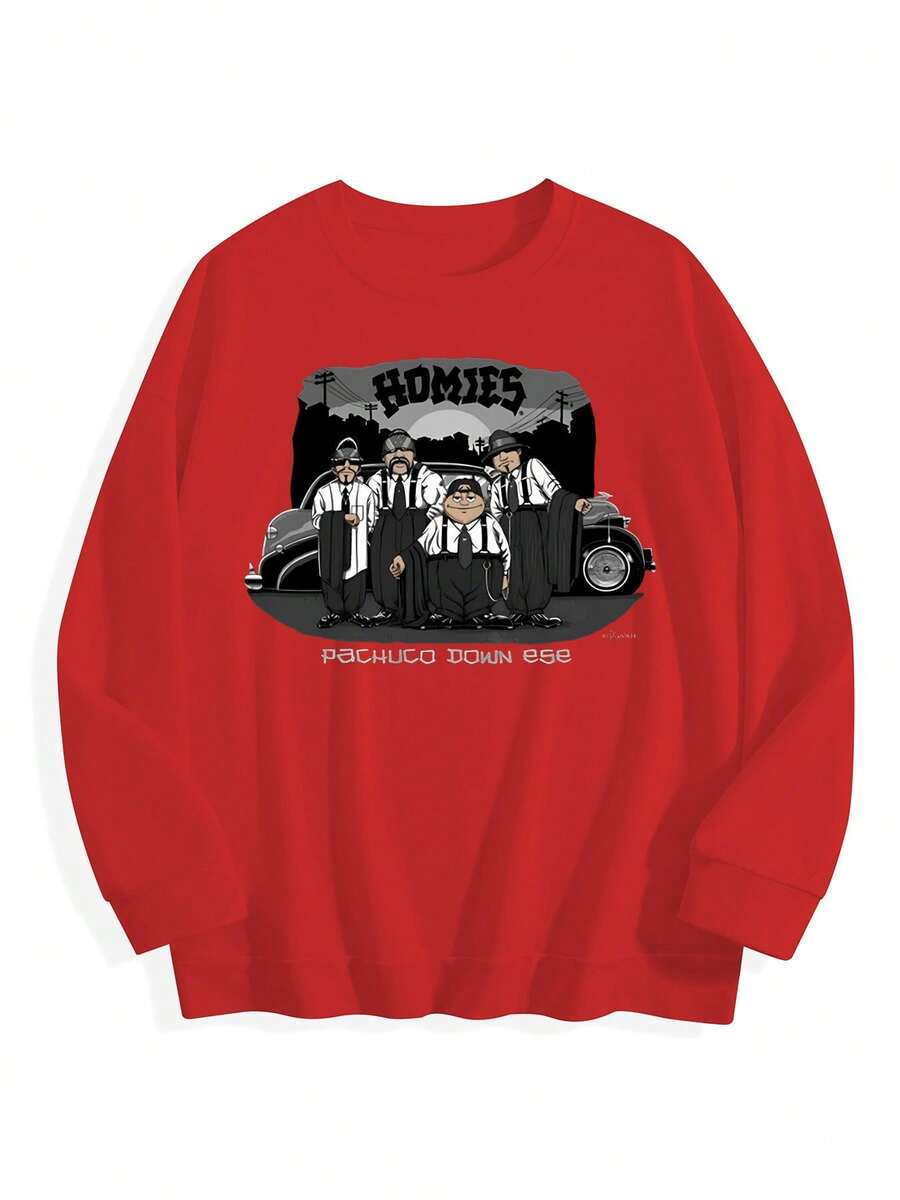 Homies Pachuco Ese Retro Crewneck - Màu Đỏ Sâu - Xem 1