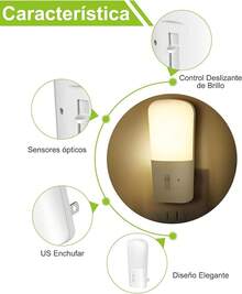 Luz de Noche Enchufable con Sensor de Luz de Atardecer a Amanecer, Lámpara Nocturna LED de Ajustar el Brillo de 0 a 80 lm, Luz Nocturna para Niños, Dormitorio, Baño, Pasillo, Aseo (2 Paquete ) - Blanco - Ver 4