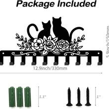 1 件可爱黑猫铁艺钥匙扣，装饰性钥匙收纳架壁钩，适用于客厅、卧室、办公室、乔迁和生日礼物