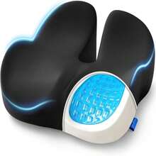 Gel Seat Cushion For Office Chair And Car Seat With Ergonomic Zoning, Memory Foam Chair Cushion For Sciatica, Lower Back, Tailbone Pain Relief And Intimate Ventilation, Non-Slip & Airy Cover,19066750 - 黑色 - 查看 1