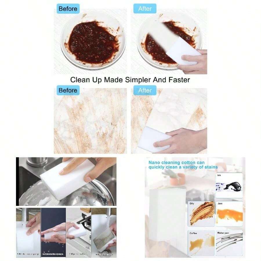 2X Density Magic Sponge Eraser, Multi - Functional Household Cleaning Kitchen Dish Sponge Furniture, Thick And Long Lasting Melamine Cleaning Sponges Bathroom, Floor, Wall Cleaner 10