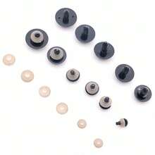 50 Stück 5mm-24mm Kunststoffaugen mit Unterlegscheiben, Bastelaugen für Amigurumi, Stofftiere, Häkelprojekte, Teddybären, DIY schwarze Augen, Herstellungszubehör - Schwarz - Übersicht 10