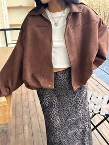 Chaqueta verde de estilo vintage casual y versátil de tela con efecto, nueva colección de otoño/invierno de Seelio