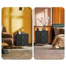 SoBuy FBT115-W Bedside Table With 2 Drawers For Box Spring Bed, Sofa Table, Side Table, Telephone Table, Nightstand, White W X H X D Approx.: 40 X 47 X 40 Cm - Black - View 11