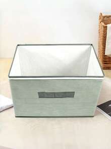 1 pieza Caja de almacenamiento a rayas verdes, de tela no tejida con doble asa y tapa, de gran capacidad, a prueba de humedad y polvo, con diseño de cremallera, adecuada para armario, ropa de cama, juguetes, sala de estar, dormitorio, disponible en una variedad de tamaños para satisfacer diferentes necesidades de almacenamiento, plegable para ahorrar espacio