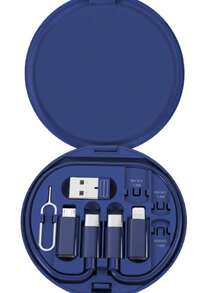 طقم كابل بيانات متعدد الوظائف مع صندوق تخزين الشحن، شحن سريع 60 واط، يمكن استخدامه كحامل لموديل الهاتف المحمول، طقم كابل شحن محمول بسيط، محول USB Lightning، طقم محول، ضروريات غرفة السكن الجامعي - متعدد الألوان - مشاهدة 25