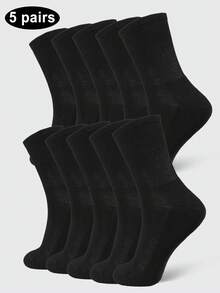 5 Pairs Of Solid Casual Ankle For All Season Breathable & Comfortable Fabric Stretchy Sport Socks