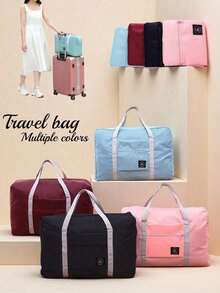 1个可折叠旅行包，大容量便携行李包，健身包，收纳袋，防水洗衣袋，化妆包，适合户外、旅行、通勤、居家收纳 - 彩色 - 查看 5