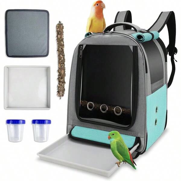 Bird Backpack CarrierBird Travel Cage Backpack With Tray And Standing Perch Feeding Tank Waterproof Pad Used For Parakeets Hornbirds Lovebirds Small And MediumSized Bird