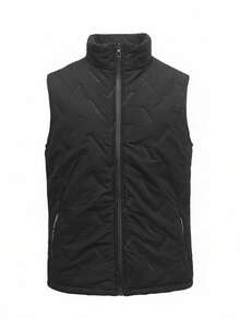 男士加厚抓绒背心，石墨烯保暖内衬 - 冬季保暖无袖外套 - 黑色 - 查看 3