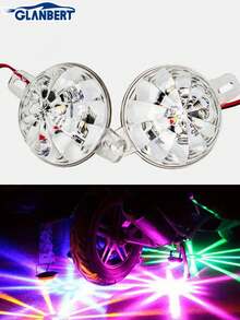 GLANBERT 2件装12V七彩装饰照明LED灯氛围灯车底灯摩托车装饰配件通用型防尾随汽车底盘灯电动车摩托车防雾灯18种模式切换防止追尾