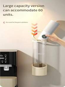 1pc Disposable Cup Holder, Wall-Mounted Cup Dispenser For Water Cooler, Paper Cup Rack, Beverage Station Storage Organizer - Multicolor - View 7