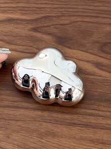 1 Silver Cute Cloud-Shaped Mobile Phone Sliding Stand, Magnetic Suction/Back-Sticking Retractable Mobile Phone Support Frame Compatible With IPhone, Android Phone, Gift For Birthday, Family, Friends Push-Pull Phone Grip Phone Holder Phone Accessories