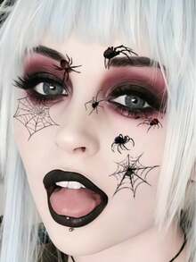 10 fogli di tatuaggi temporanei a forma di ragno, decorazioni per Ognissanti con ragnatela, kit per trucco gotico, decorazioni per feste