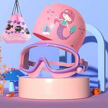 Gafas de natación de montura,Goggles Natacion Niños,antivaho y antirayos,Incluye gafas de natación con tapones para los oídos, gorro de natación y mochila - Niños-Rosa - Ver 10