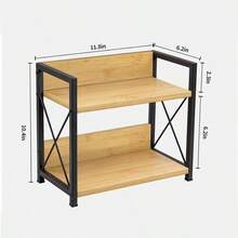 Office Desk Shelf Organizer, Wood Desktop Bookshelf Supplies Storage Rack, Shelf Top Of Desk And Dresser And Cubicle Decor Aesthetic Bookshelf Brown, Small 12.9 Lx6.3 Wx10.2 H - 黑色 + 小號(12.9 英吋長 x 6.3 英吋寬 x 10.2 英吋高) - 查看 3