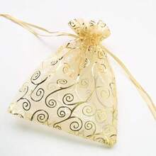 5/10/20/50/100PCS Silver Vine Eugensa Bags Gift Packaging Bags Gift Bags, Home Living Supplies, Festival Event And Party Supplies, Wedding Supplies, Table Center Gift Decoration Packaging, Nylon Bags, Baking Packaging Bags Jewelry And Accessory Packaging Gift Hanging Bags, Beauty Bags, Skin Care Bags - Gold - View 1