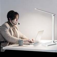 1pc Touch Control Table Lamp, Support Mobile Phone Charging, Three Levels Of Brightness Adjustment Desk Lamp, Suitable For Office Work And Reading - White - View 4
