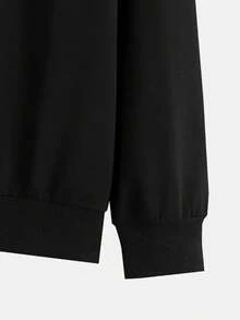 Sudadera con patrón de banda en el panel trasero, trébol de la suerte, impresión creativa de elfo de cuento de hadas, sudadera de moda para hombres, estilo casual y moderno, sudadera de otoño - Negro - Ver 5